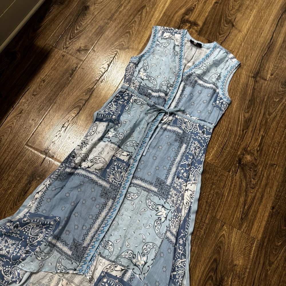 Johnny Was Workshop Blue High Low Dress Bandana Asymmetrical size medium - Picture 7 of 14